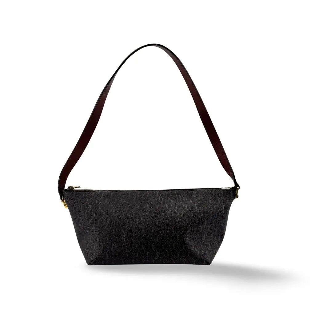 Saint Laurent Vintage YSL Monogram Mini Shoulder Bag Black Black Canvas Very good - Front View