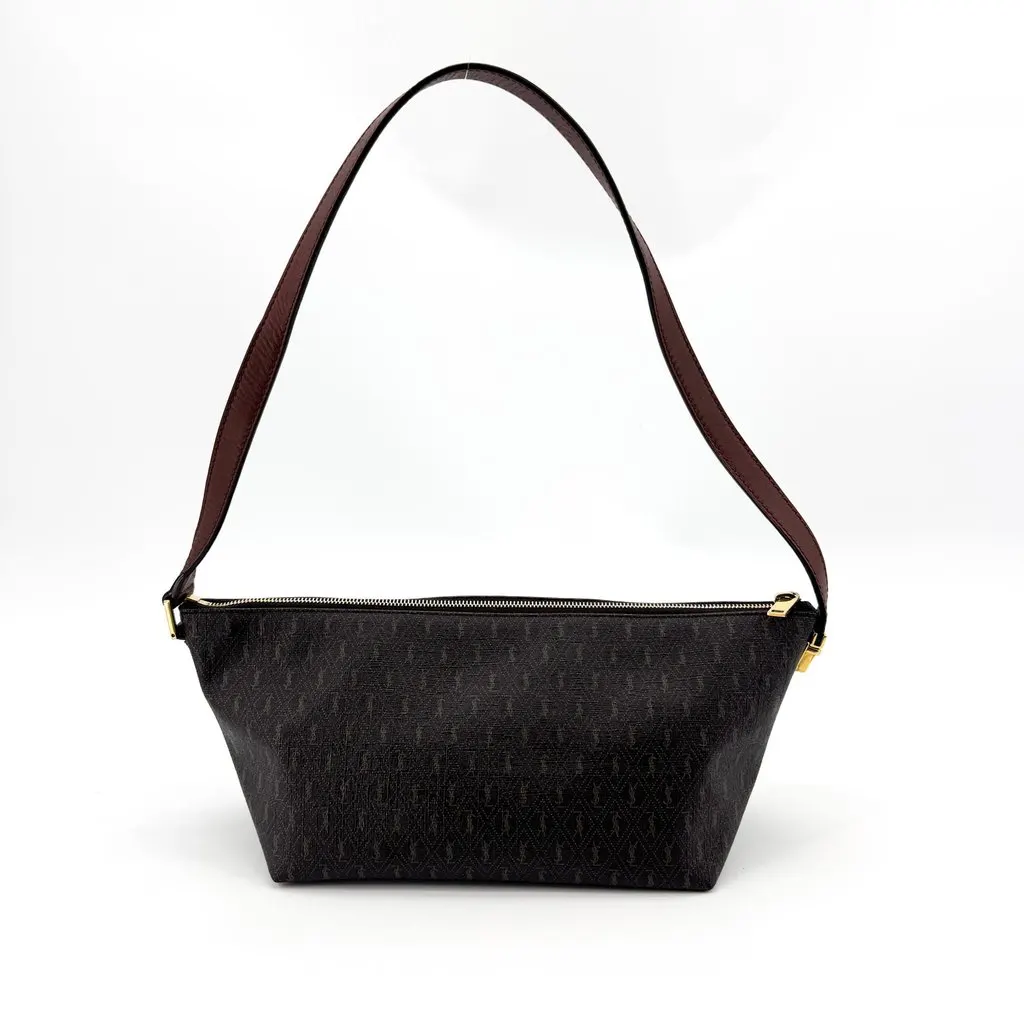 Saint Laurent Vintage YSL Monogram Mini Shoulder Bag Black Black Canvas Very good - Back View