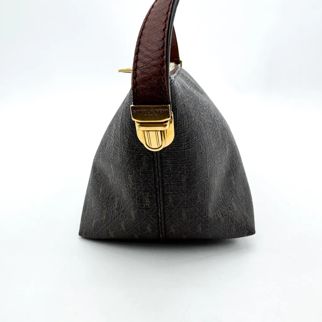 Saint Laurent Vintage YSL Monogram Mini Shoulder Bag Black Black Canvas Very good - Model View