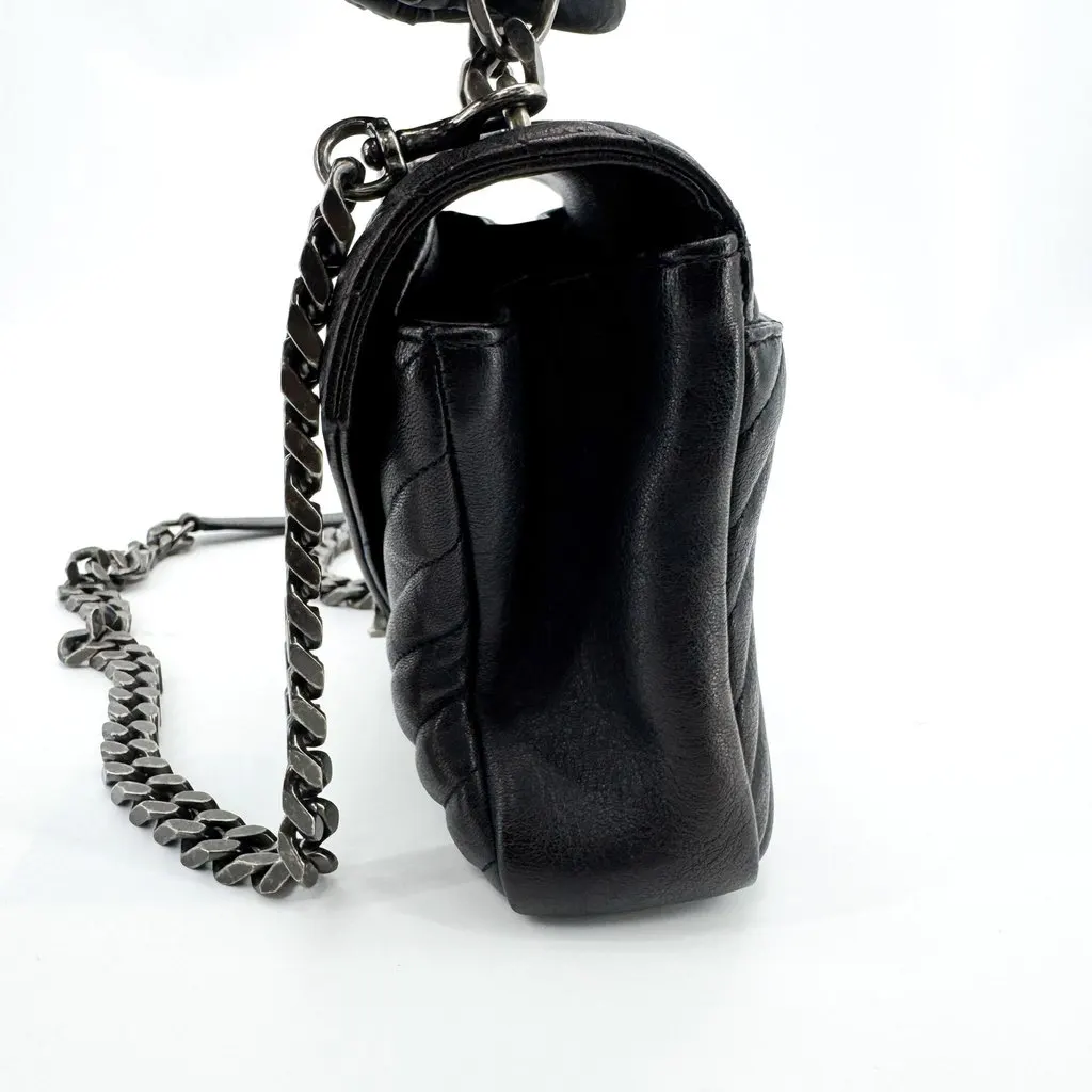 Saint Laurent Medium College Top Handle Bag Black Black Leather Good - Model View