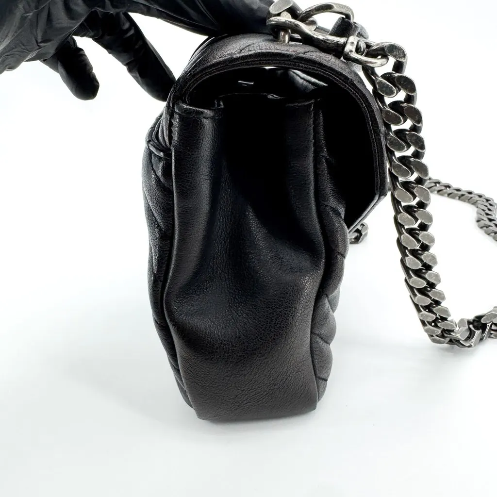Saint Laurent Medium College Top Handle Bag Black Black Leather Good - Box View