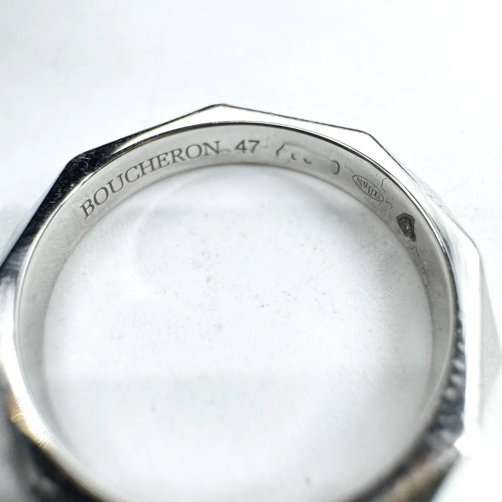 Boucheron Facette 3 Diamonds Platinum Ring Size 47 Silver Good - Box View