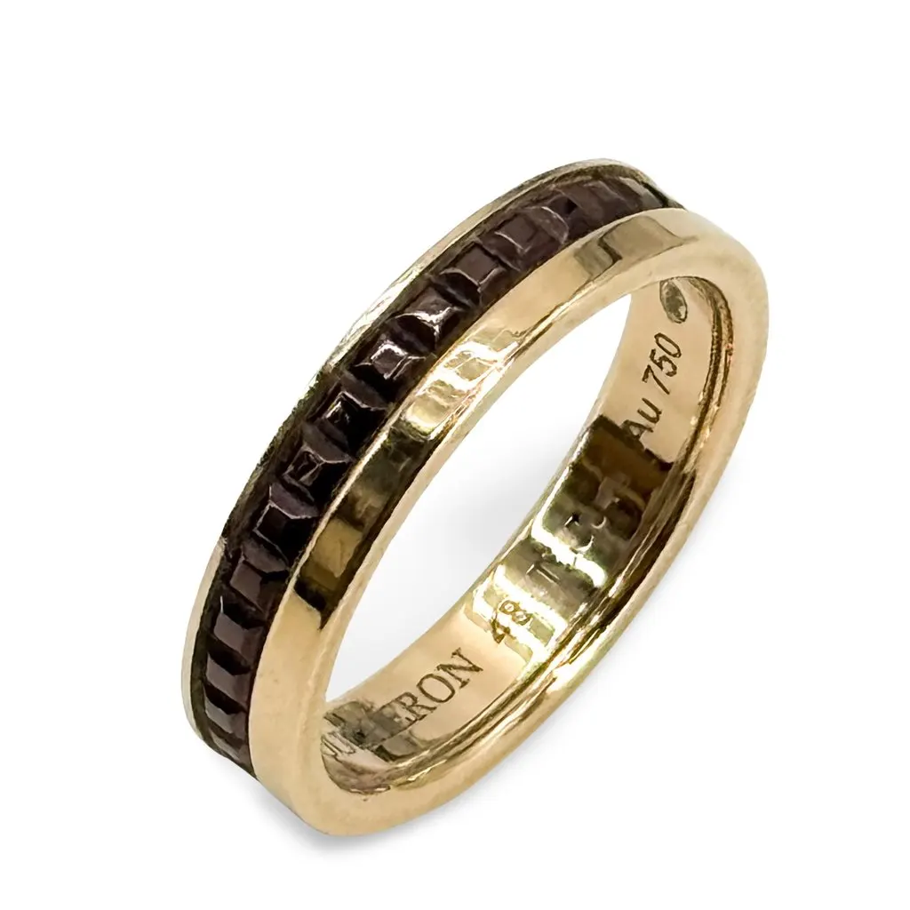 Boucheron Quatre Classique Wedding Band Yellow Gold Brown PVD Size 48 Brown Very good - Front View