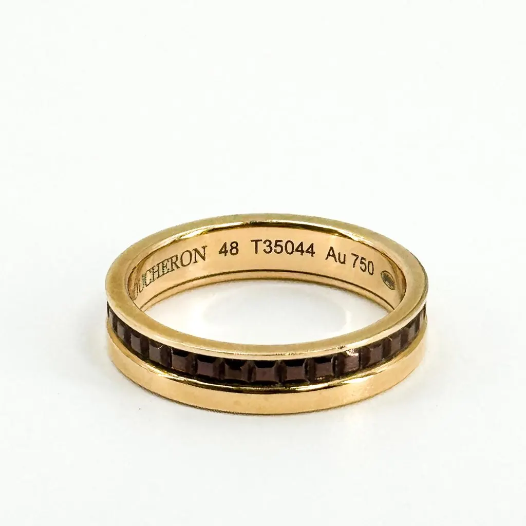 Boucheron Quatre Classique Wedding Band Yellow Gold Brown PVD Size 48 Brown Very good - Model View
