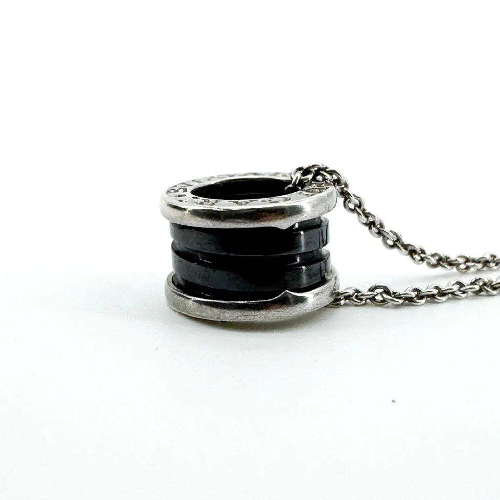 Bulgari B.zero1 18K White Gold and Black Ceramic Pendant Necklace Black Good - Box View