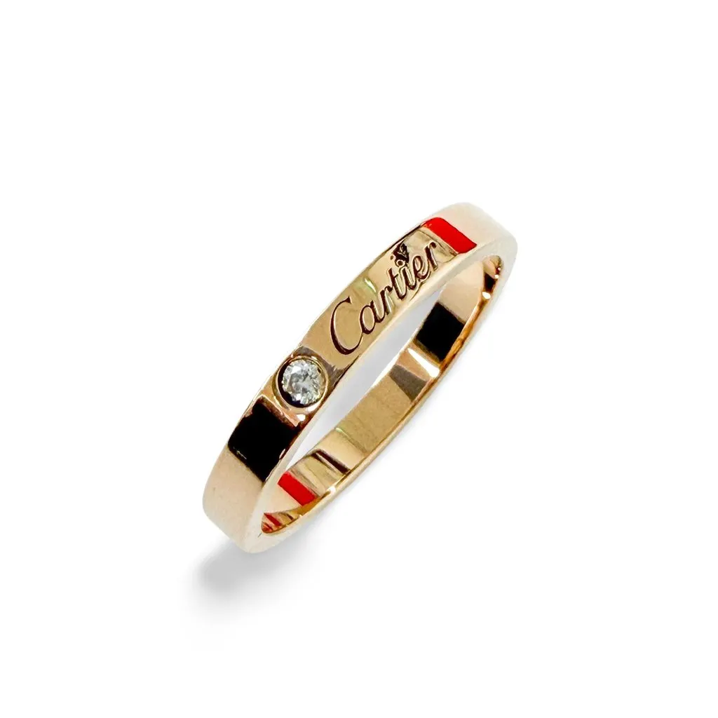 Cartier C de Cartier Wedding Band Pink Gold 1 Diamond Size 20 MultiColor Diamond Very good - Front View