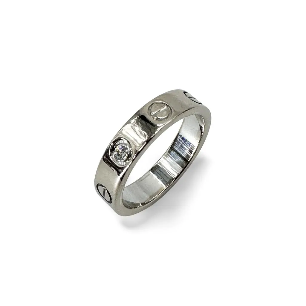 Cartier Love Ring 1 Diamond White Gold Silver Very good - Front View