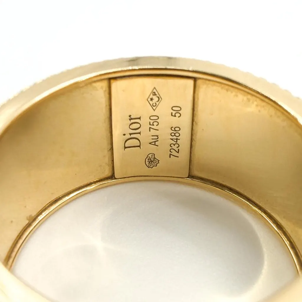 Dior Christian Dior 18K Yellow Gold Black Enamel Braided Ring Size 12 Black Gold Very good - Back View