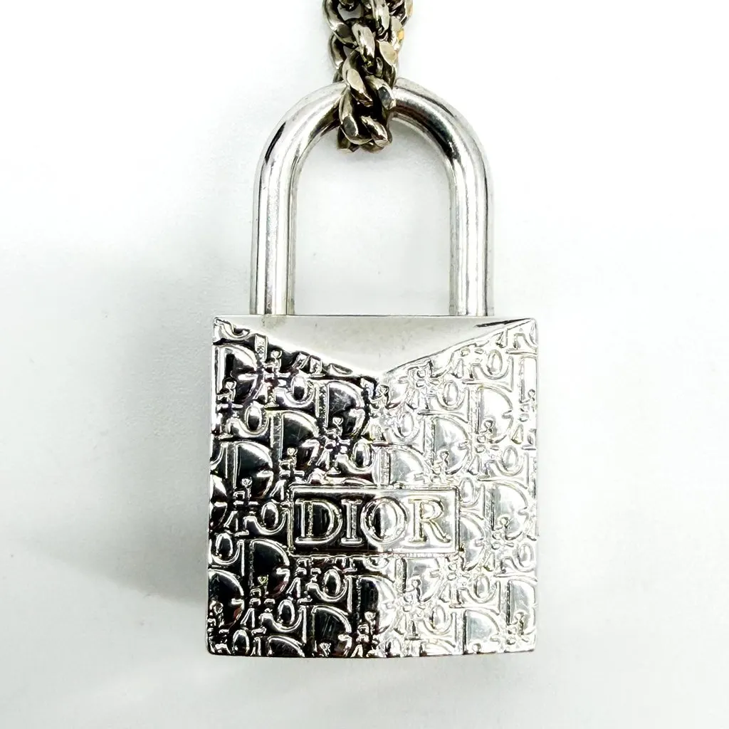 Dior Oblique Padlock Pendant Necklace Silver Silver Very good - Inside View