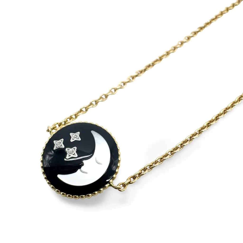 Dior Rose Celeste Necklace Yellow Gold Black Very good - Front View
