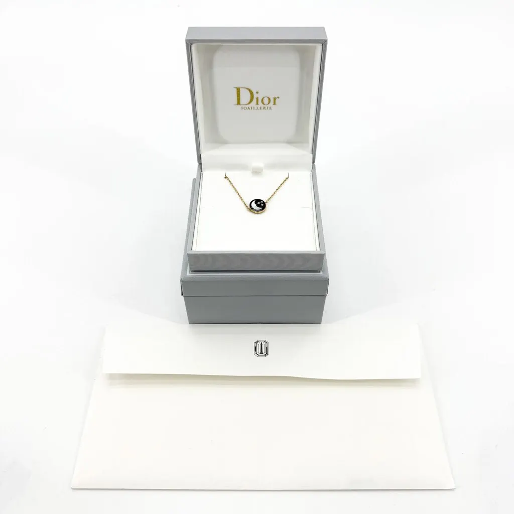 Dior Rose Celeste Necklace Yellow Gold Black Very good - Back View