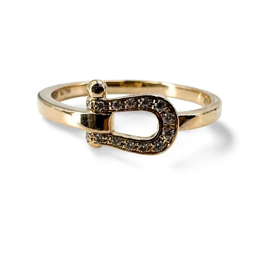 Fred Force 10 Ring Medium Model 18K Pink Gold with Diamonds MultiColor Very good - Front View