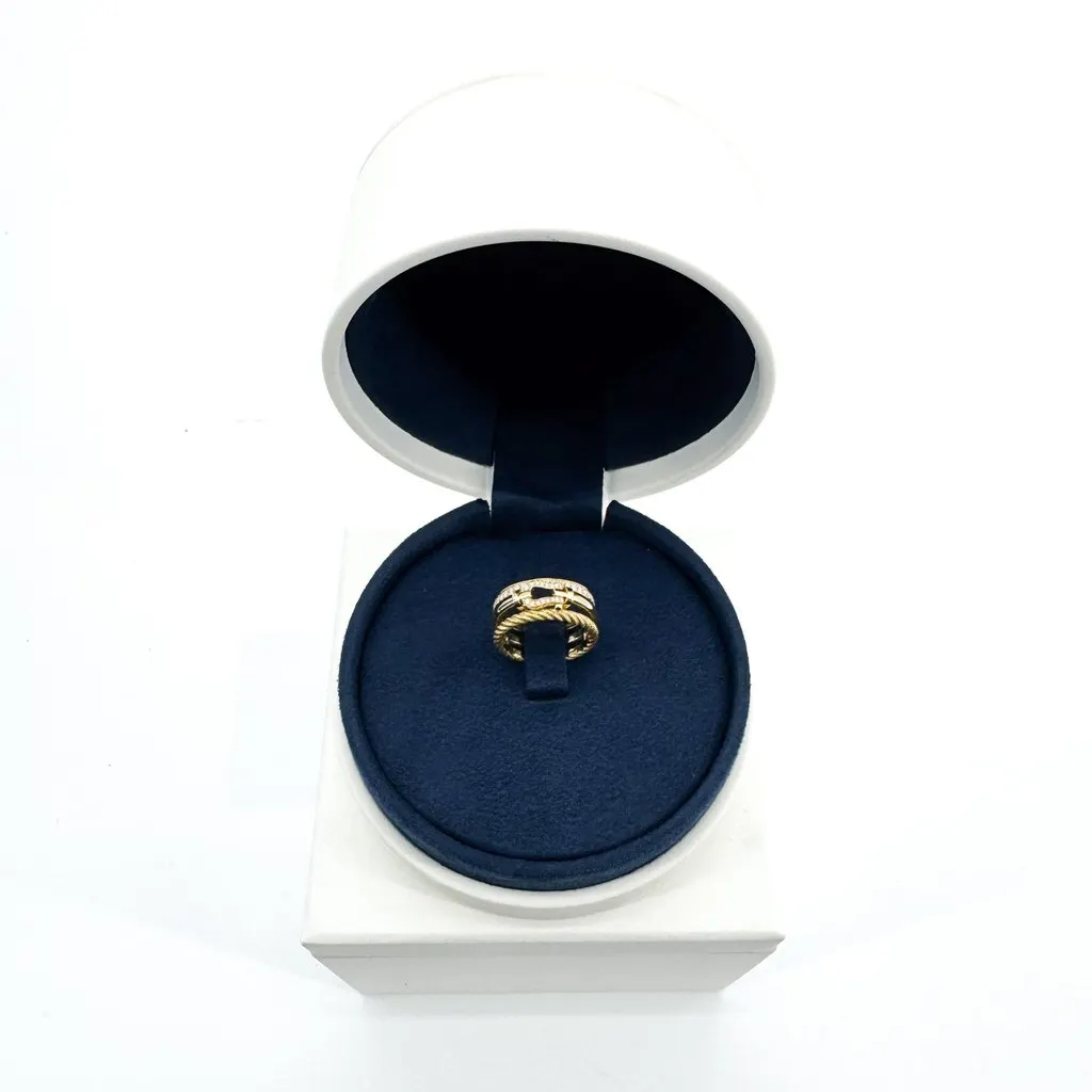 Fred Force 10 3-Row Ring Yellow Gold Diamond Gold Good - Inside View