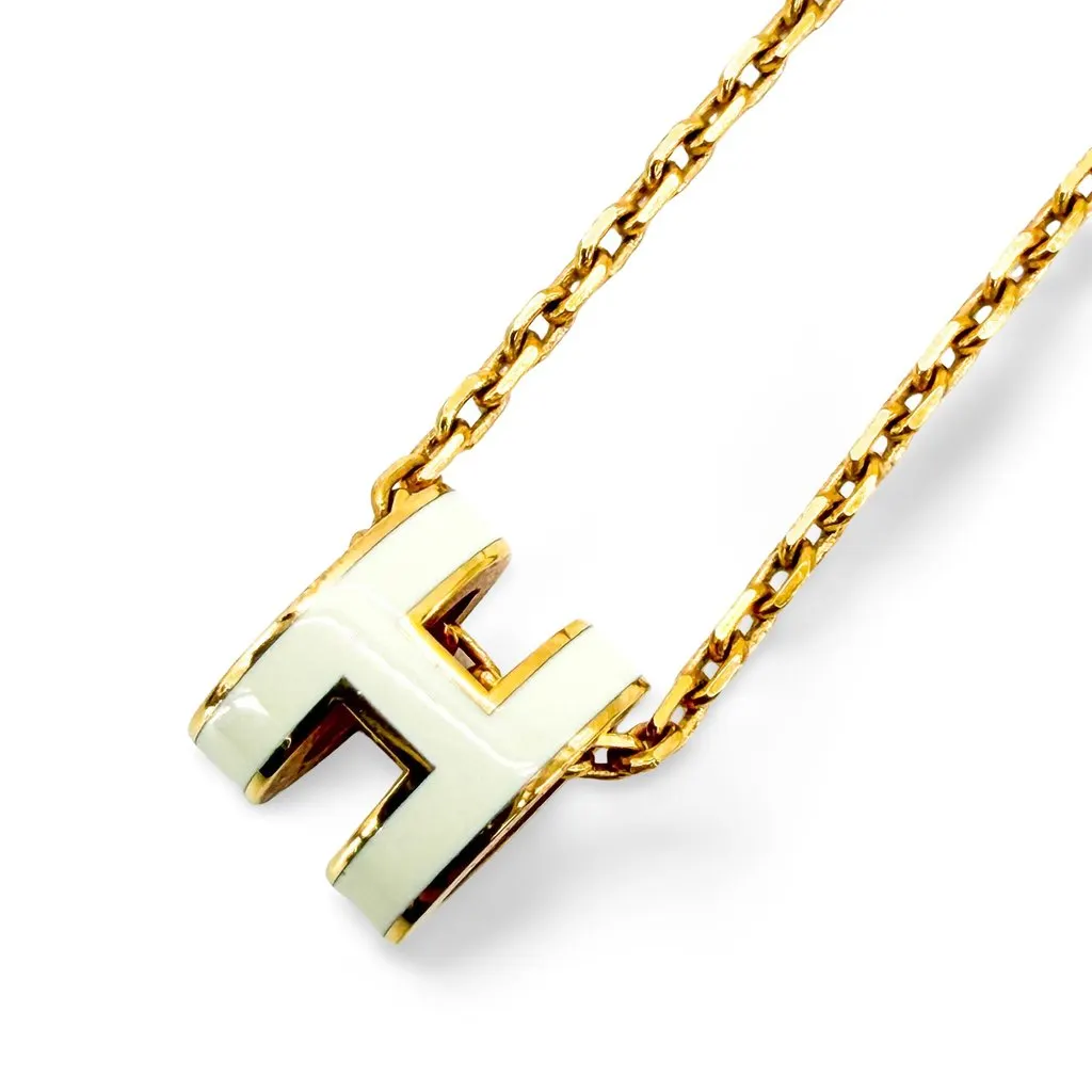 Hermès Popash pendant necklace in white gold Gold White Gold Very good - Front View
