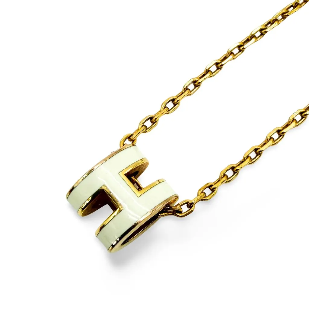 Hermès Pop H Pendant Necklace Gold White Gold Gold Very good - Front View