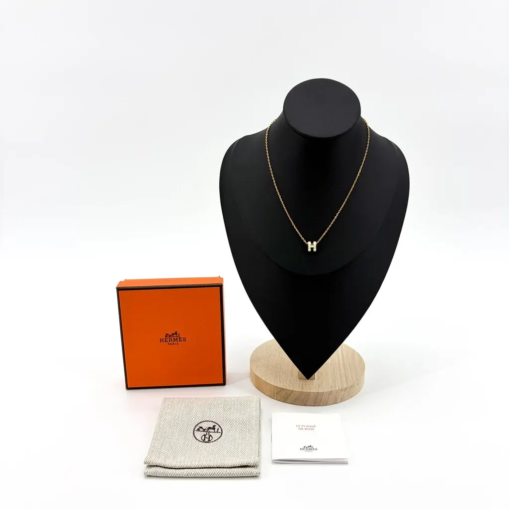 Hermès Pop H Pendant Necklace Gold White Gold Gold Very good - Back View