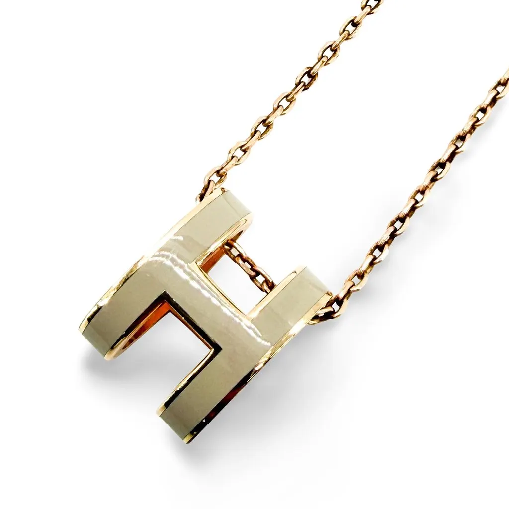 Hermès Pop Ash Pendant Necklace Marron Glacé Rose Gold Beige Rose Gold Very good - Front View