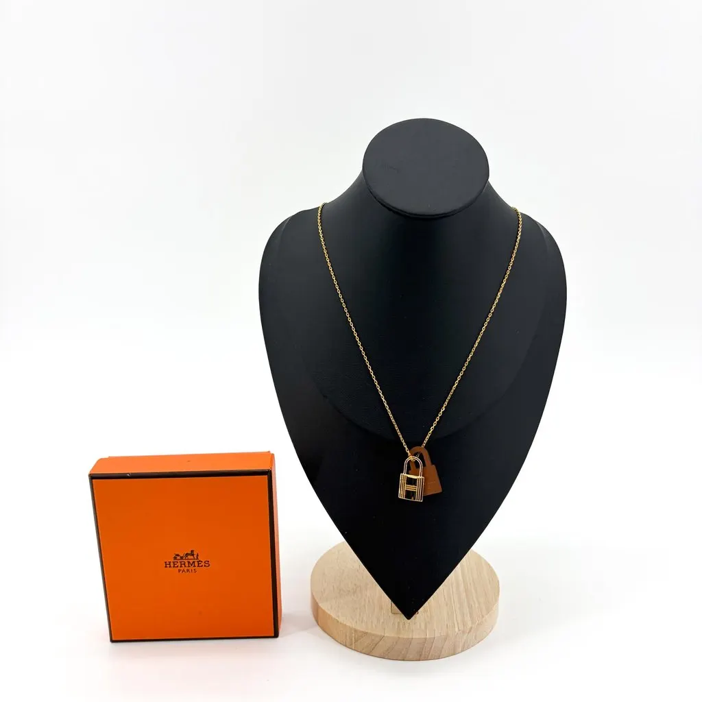 Hermès O'Kelly Pendant Necklace PM Gold Metal Brown Gold Very good - Back View