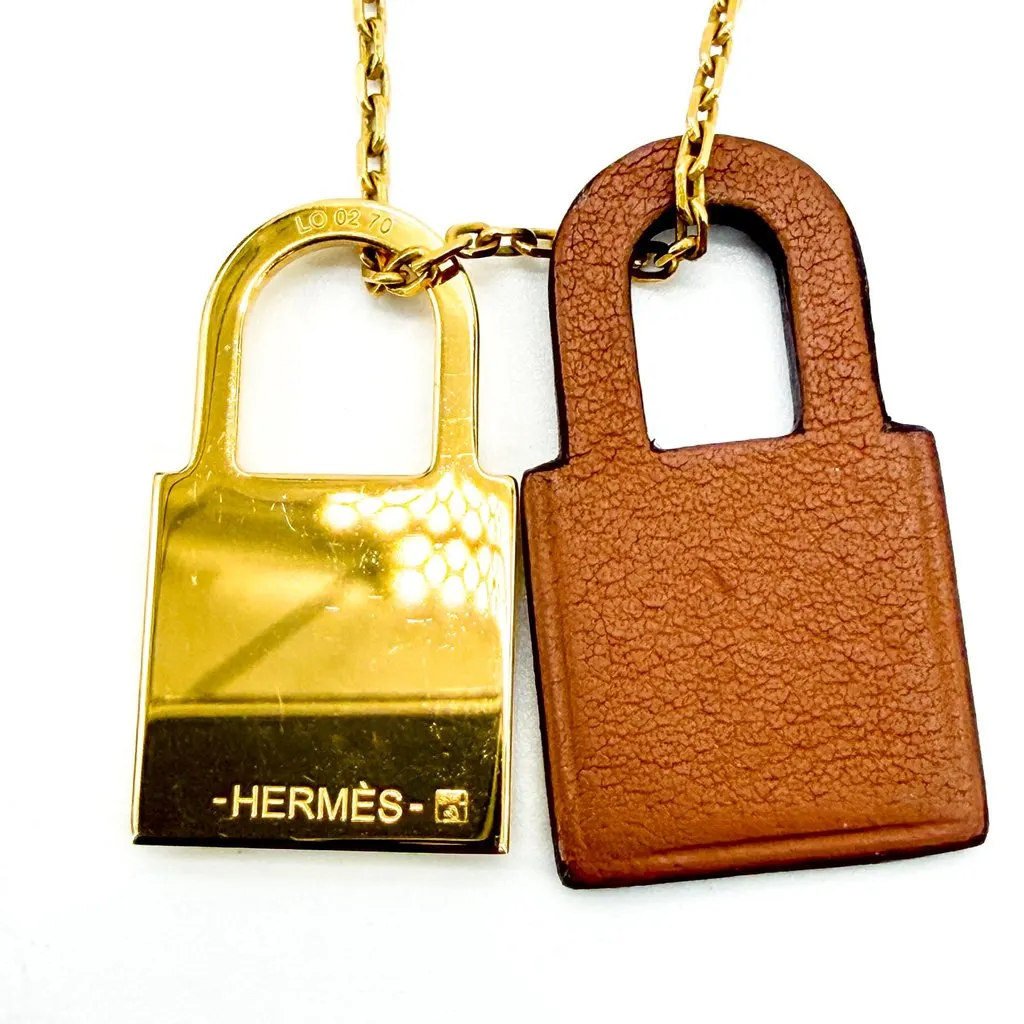 Hermès O'Kelly Pendant Necklace PM Gold Metal Brown Gold Very good - Inside View