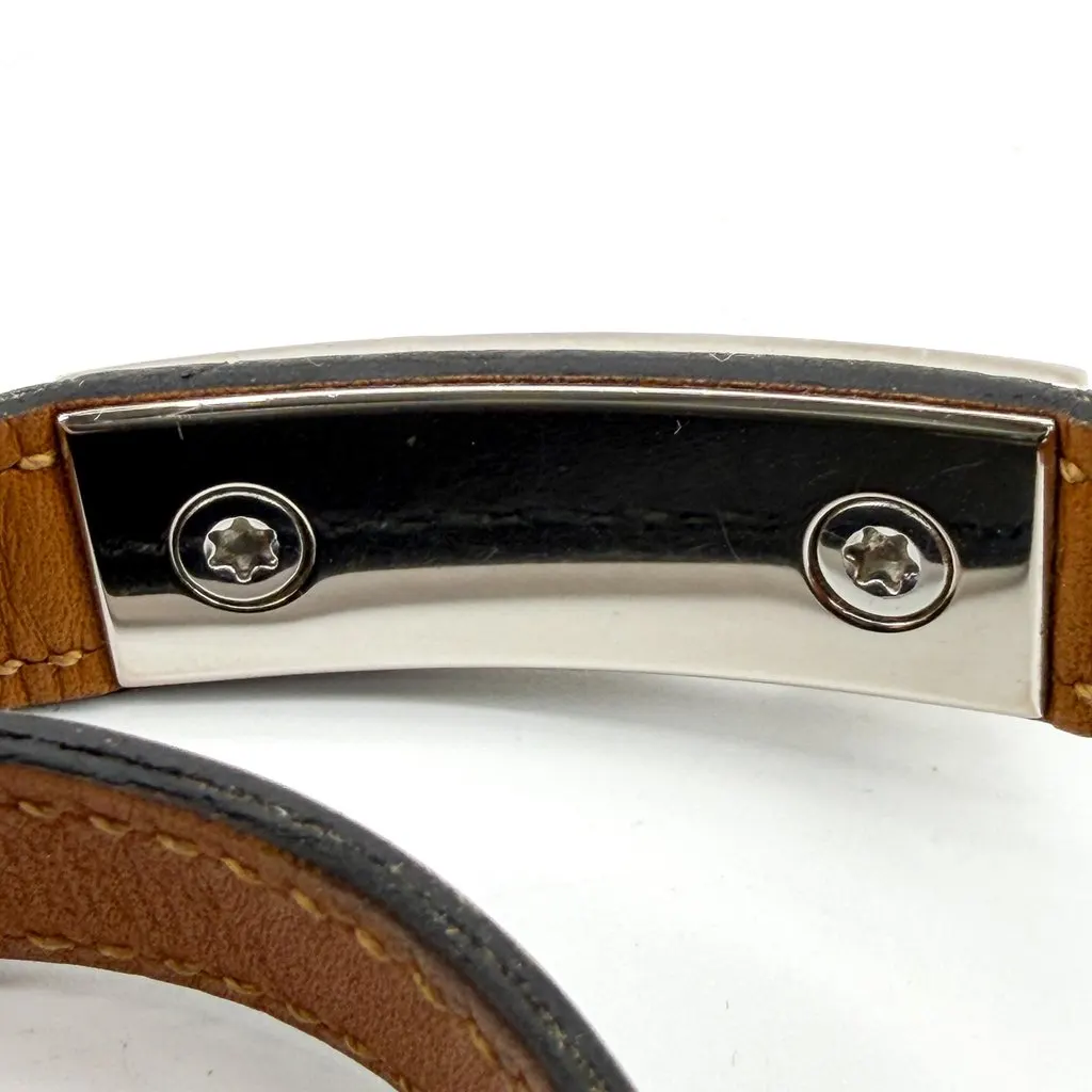 Hermès Collier de Chien Double Tour Leather Bracelet Black Silver Black Leather Good - Box View