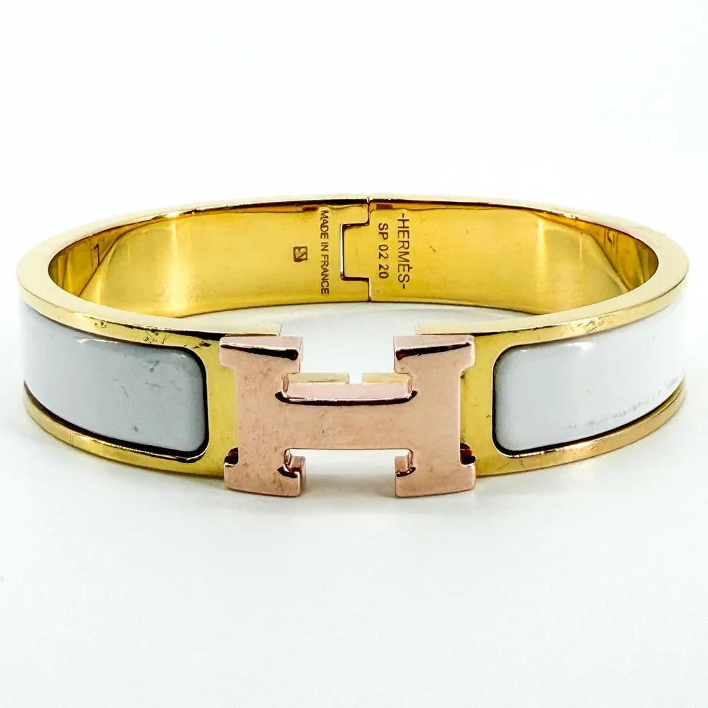 Hermès Clic H Bracelet White Gold Gold Good - Inside View