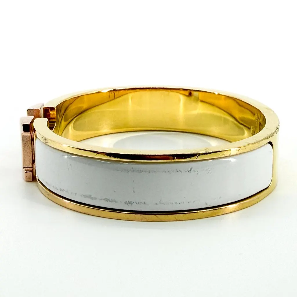 Hermès Clic H Bracelet White Gold Gold Good - Model View