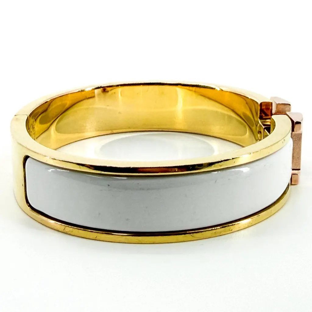 Hermès Clic H Bracelet White Gold Gold Good - Box View