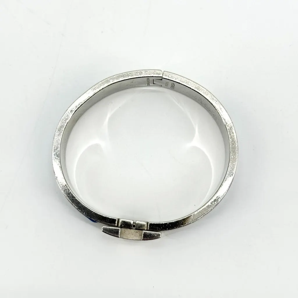 Hermès Clic H Bracelet Silver Blue Blue Good - Model View