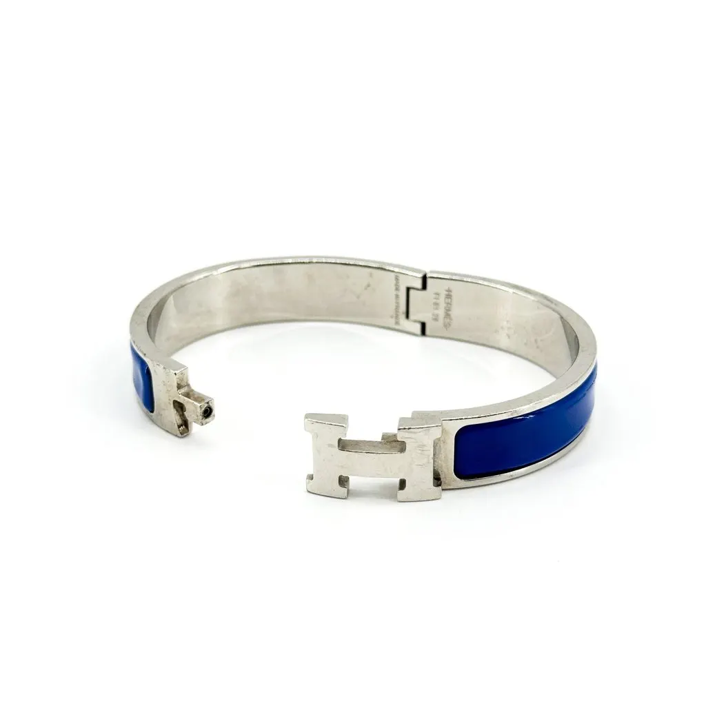 Hermès Clic H Bracelet Silver Blue Blue Good - Box View