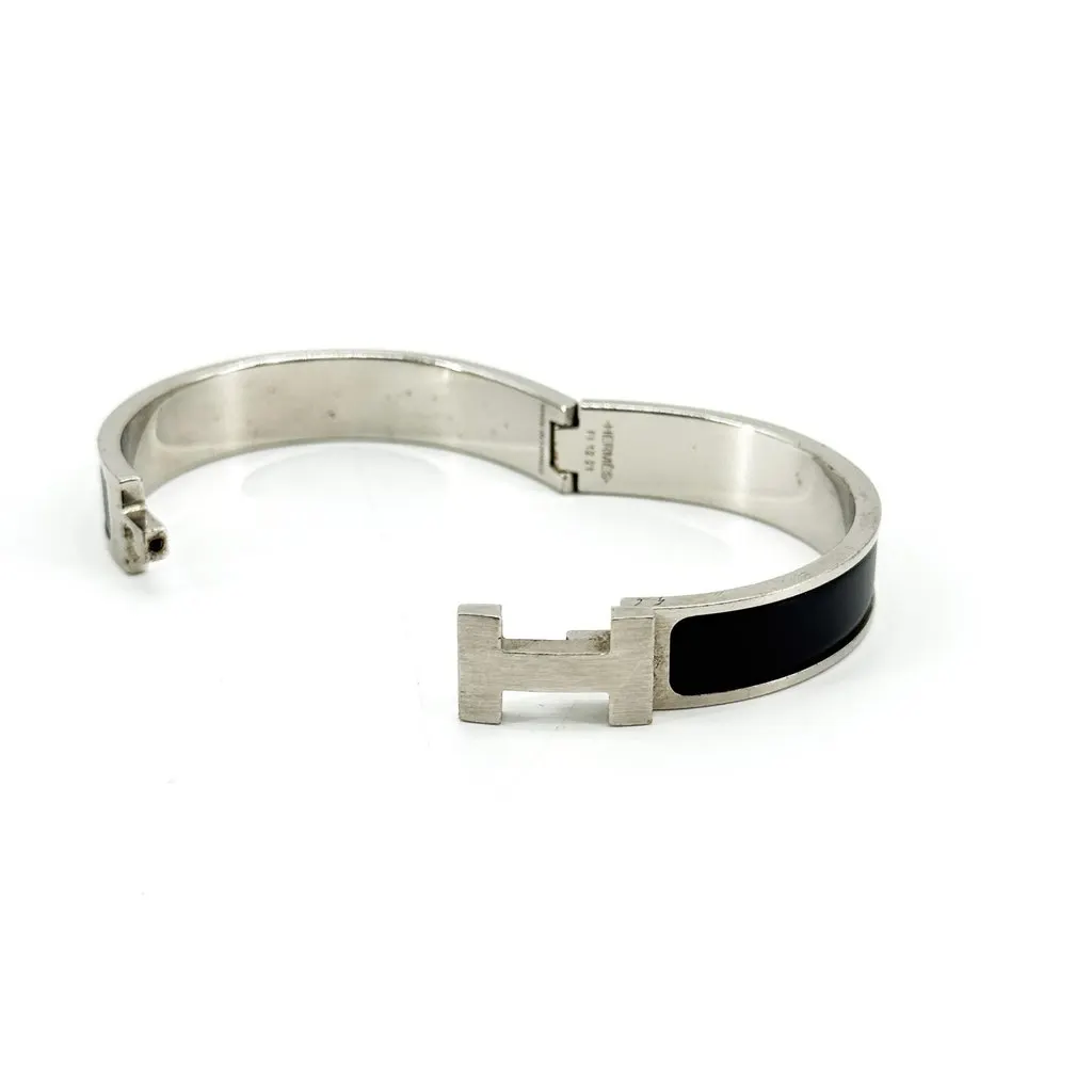 Hermès Clic H Bracelet Silver Black Black Good - Box View