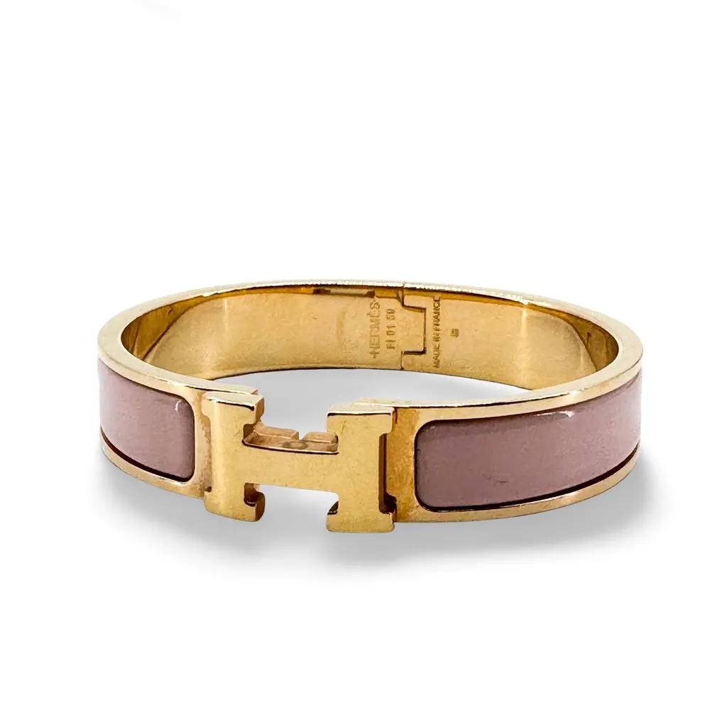 Hermès Clic H Bracelet Gold Pink