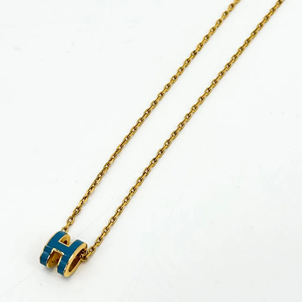 Hermès Mini Pop H Pendant Necklace Gold Blue Blue Very good - Inside View