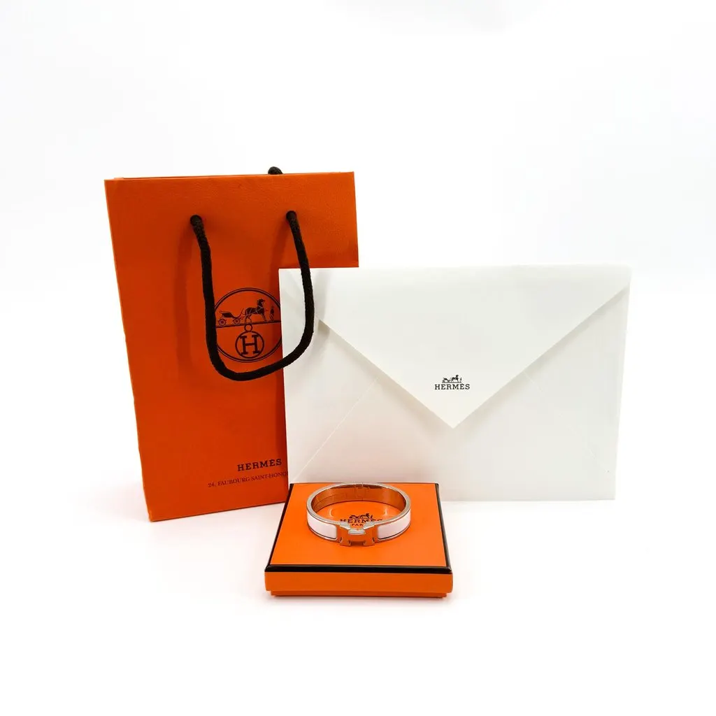 Hermès Clic H Bracelet White Silver Silver Good - Back View