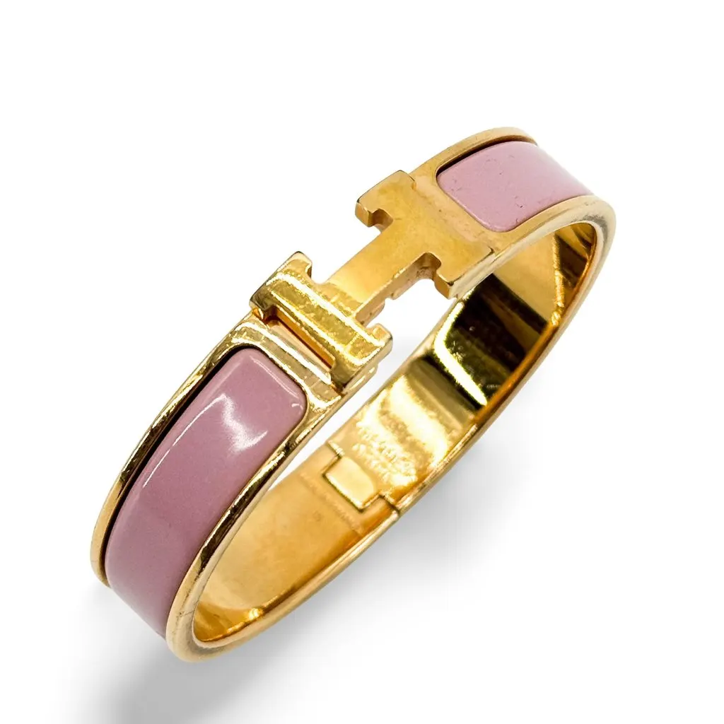Hermès Clic H Bracelet Pink Gold PM Gold Good - Front View