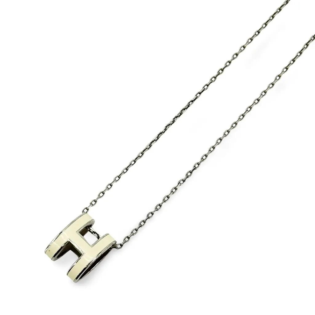 Hermès Pop H Pendant Necklace Silver Ivory