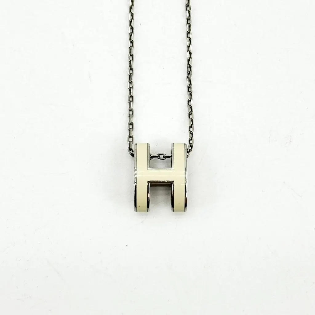 Hermès Pop H Pendant Necklace Silver Ivory Silver Good - Inside View