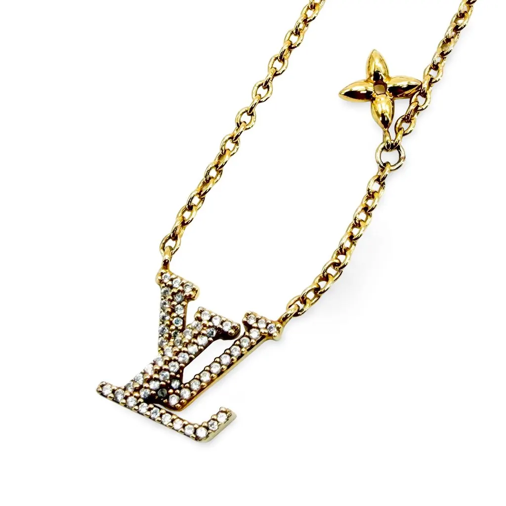 Louis Vuitton Idyll Blossom LV Pendant Yellow Gold Diamond Necklace Gold Diamond Good - Front View