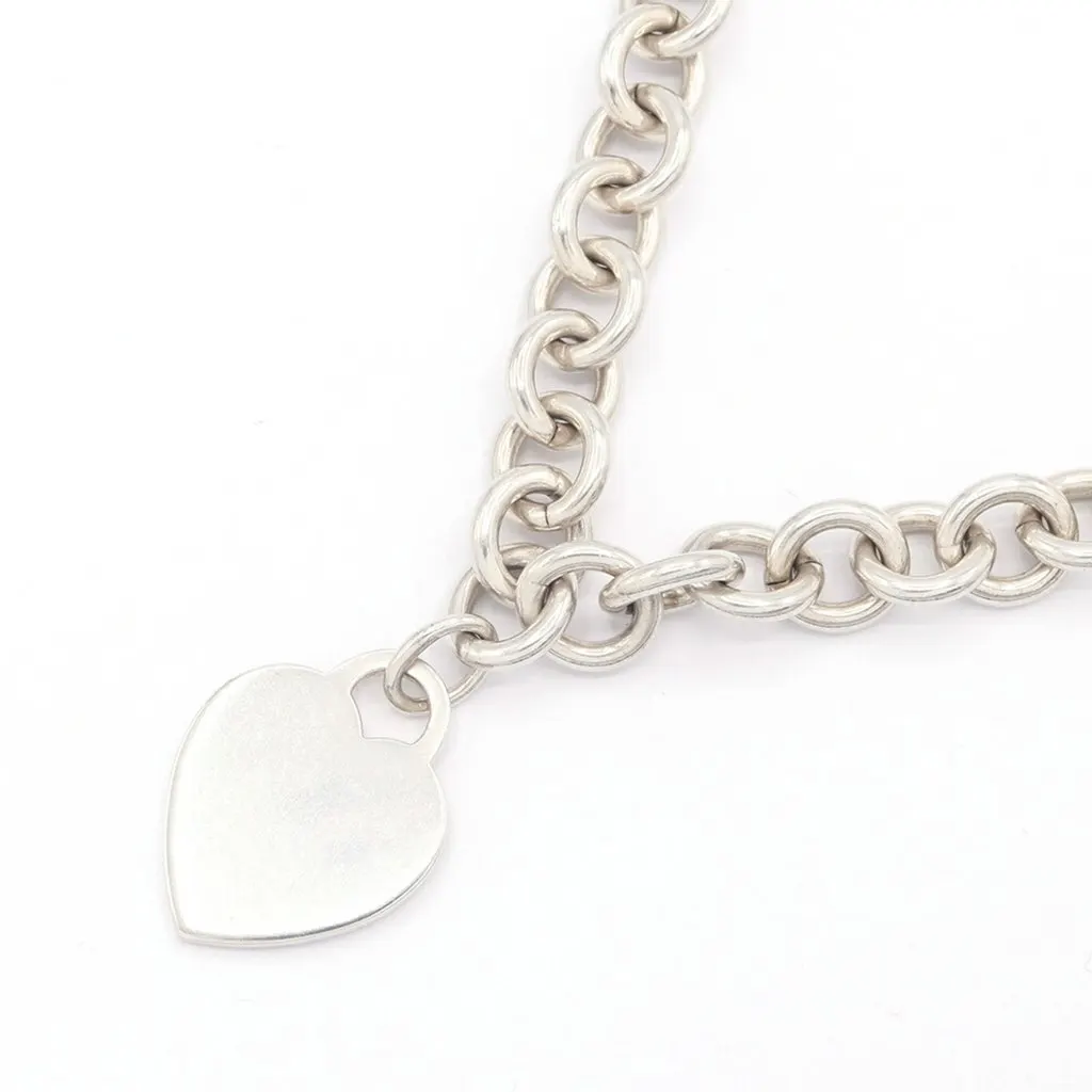 Tiffany & Co Heart Tag Sterling Silver 925 Pendant Chain Necklace MultiColor Silver Good - Front View