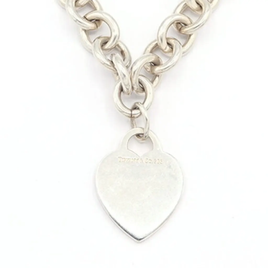 Tiffany & Co Heart Tag Sterling Silver 925 Pendant Chain Necklace MultiColor Silver Good - Back View