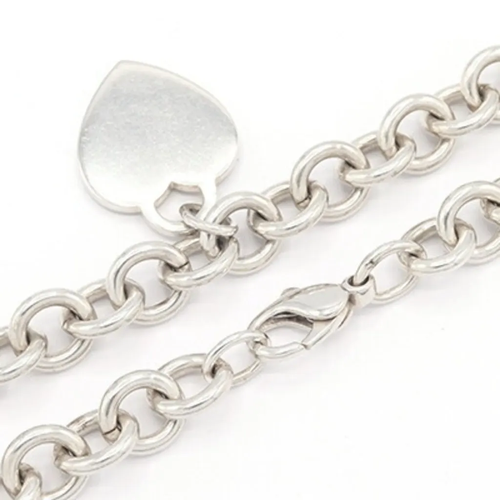 Tiffany & Co Heart Tag Sterling Silver 925 Pendant Chain Necklace MultiColor Silver Good - Inside View