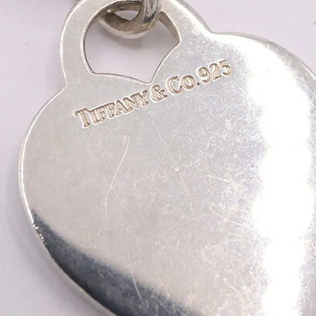 Tiffany & Co Heart Tag Sterling Silver 925 Pendant Chain Necklace MultiColor Silver Good - Model View