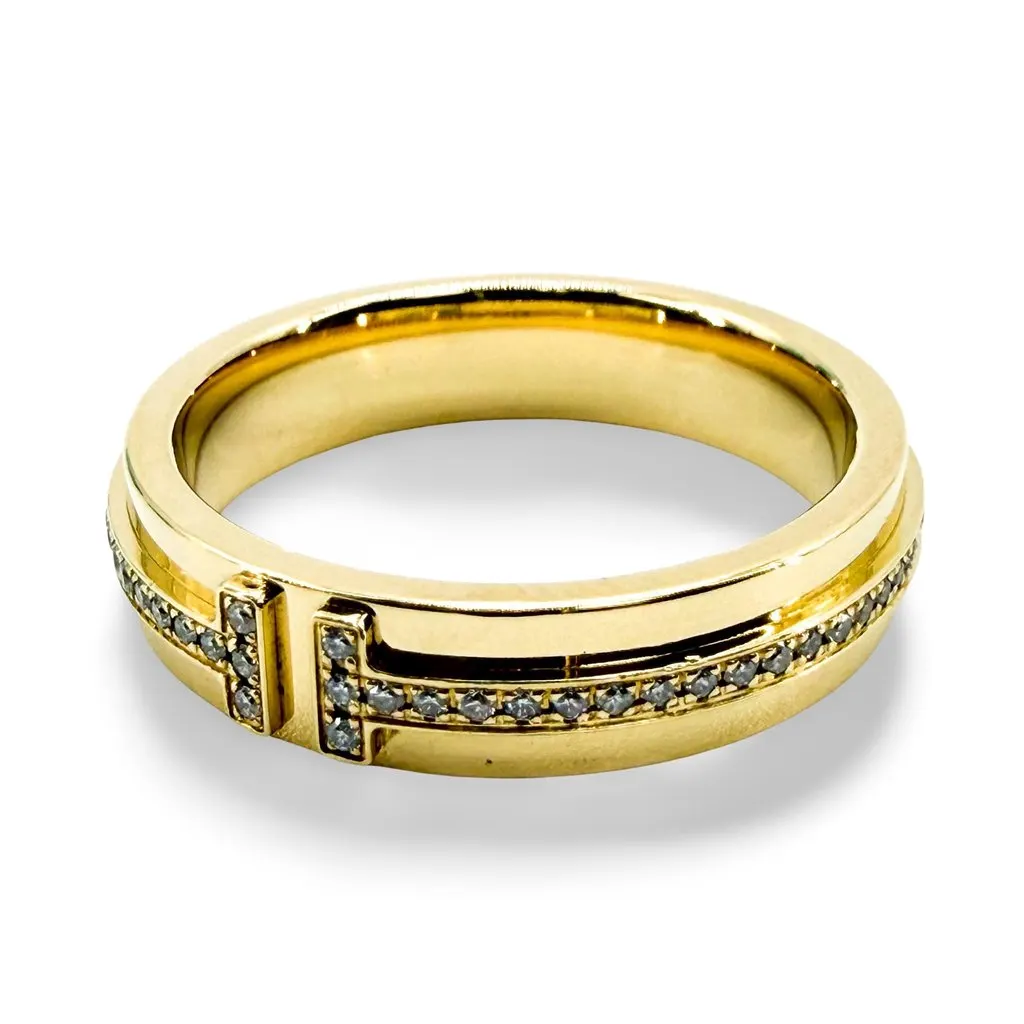 Tiffany & Co Tiffany T Two Ring 18K Yellow Gold Diamond MultiColor Diamond Very good - Front View
