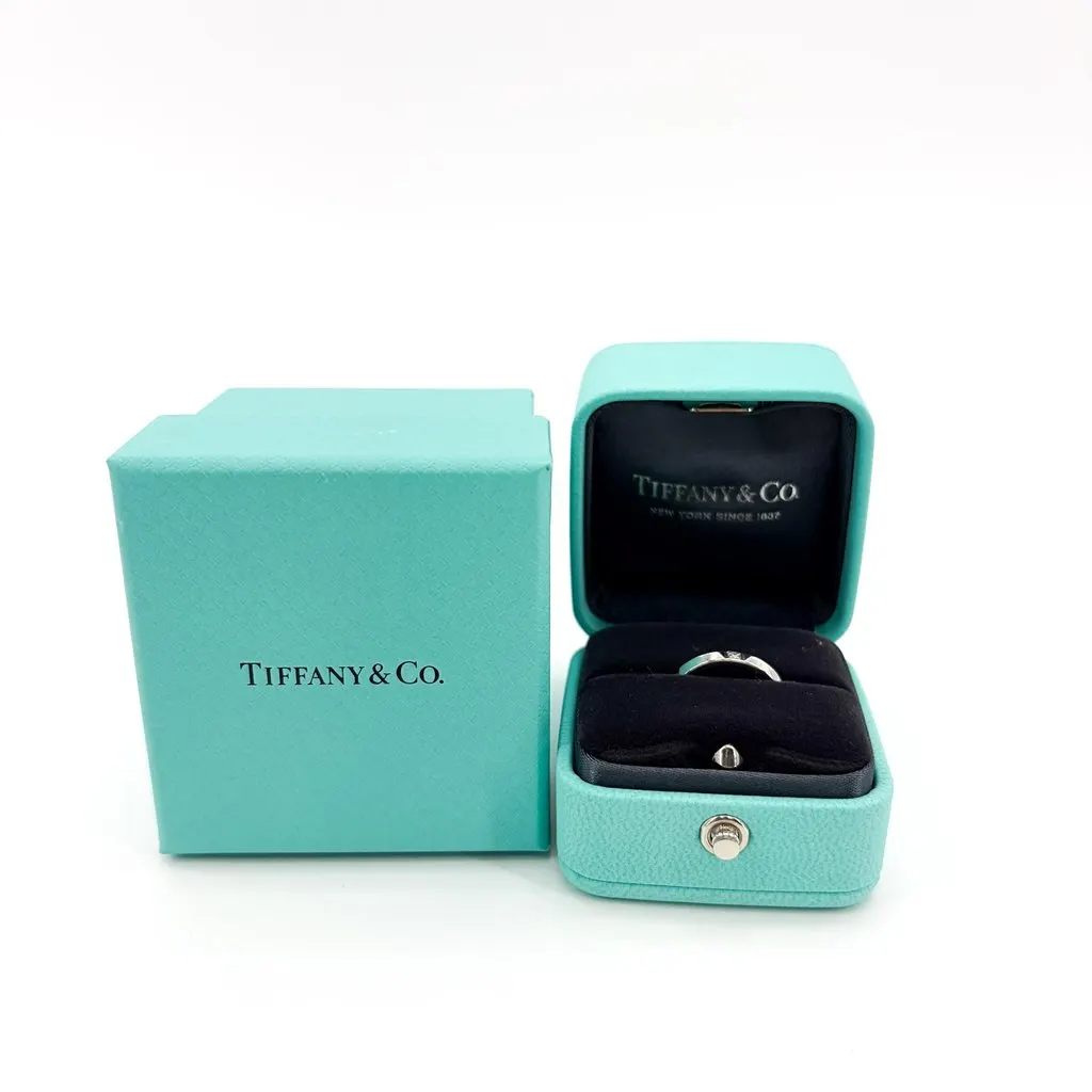 Tiffany & Co Tiffany Platinum Diamond Onyx Band Ring Size 8 Black Diamond Very good - Back View