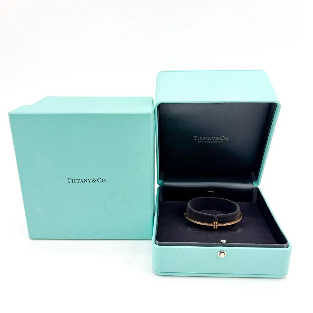 Tiffany & Co Tiffany T Two Hinged Bangle 18K Yellow Gold Diamond Gold Very good - Back View