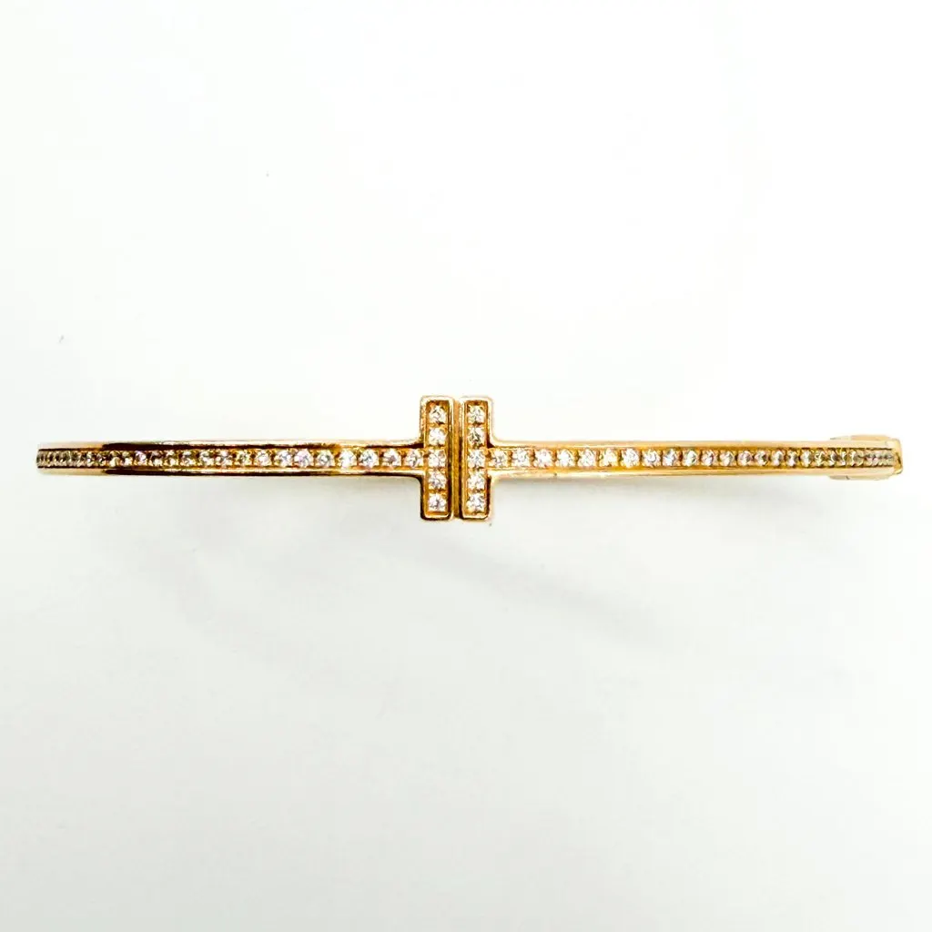 Tiffany & Co Tiffany T Two Hinged Bangle 18K Yellow Gold Diamond Gold Very good - Inside View