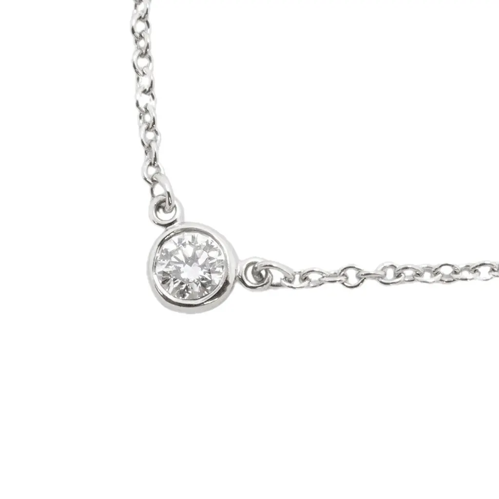 Tiffany & Co . By the Yard Necklace, 1PD (Pt950) Platinum Diamond, Ladies' Necklace MultiColor Platinum Good - Front View
