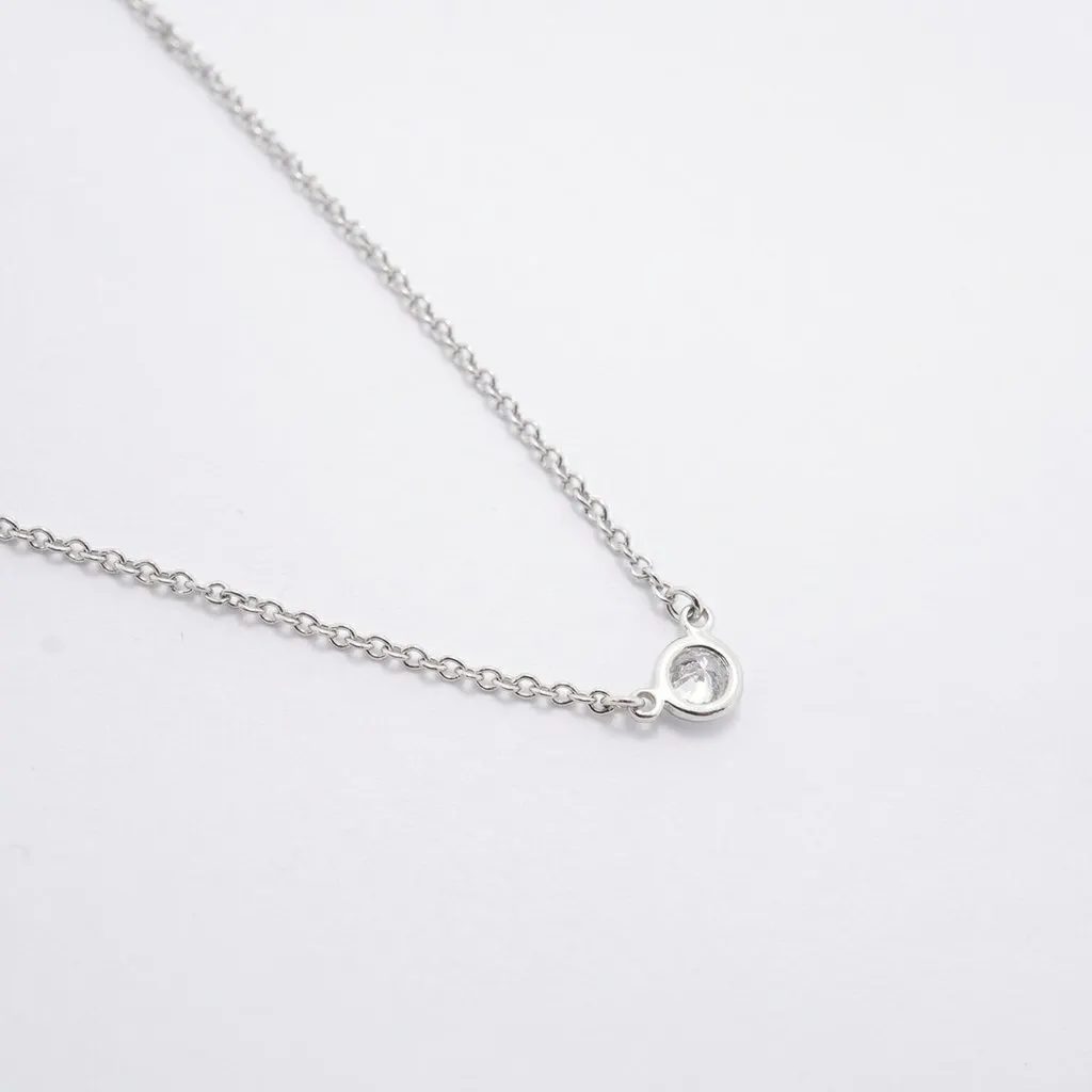 Tiffany & Co . By the Yard Necklace, 1PD (Pt950) Platinum Diamond, Ladies' Necklace MultiColor Platinum Good - Back View