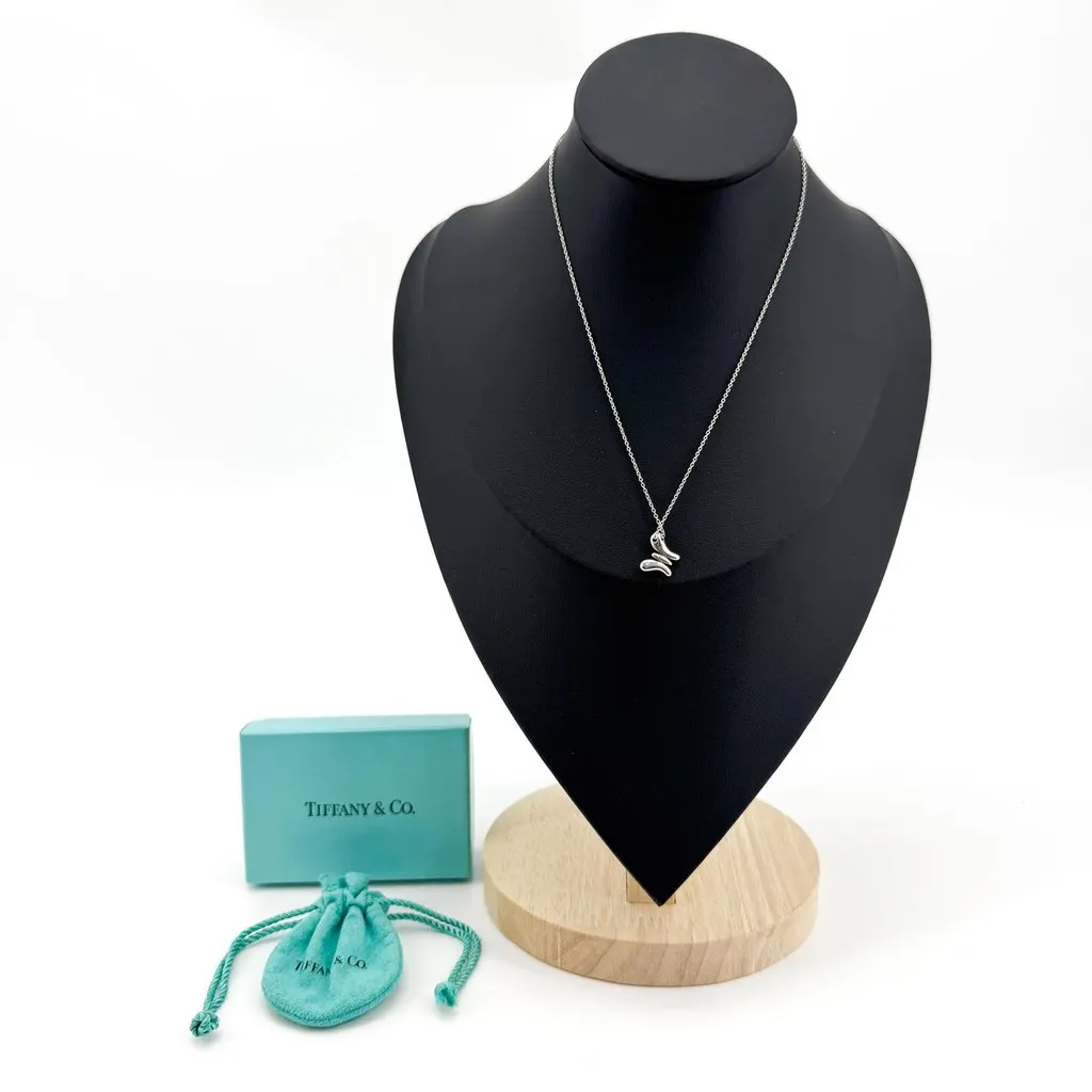 Tiffany & Co . Elsa Peretti Butterfly Pendant Necklace Sterling Silver Silver Good - Back View