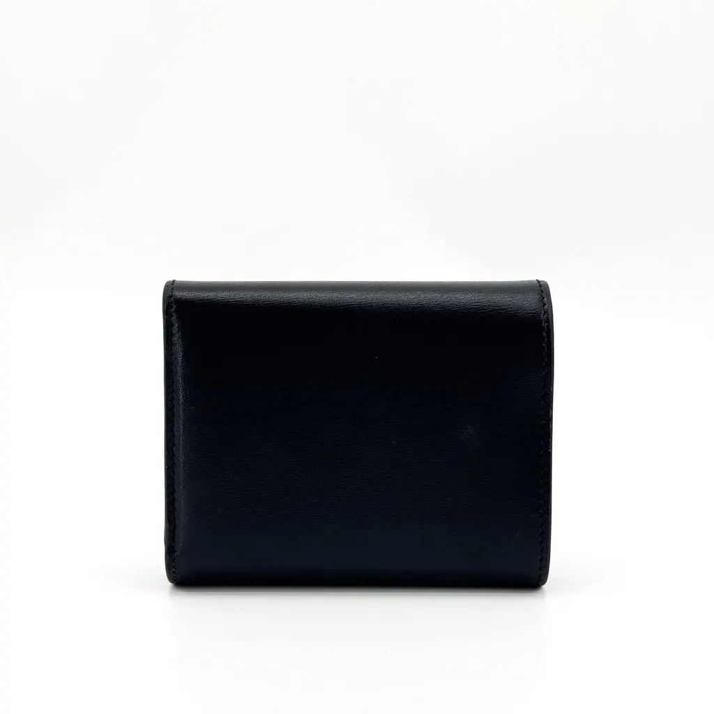 Celine Small Wallet Triomphe in Shiny Calfskin Black Black Leather Good - Inside View