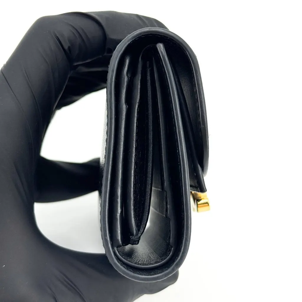Celine Small Wallet Triomphe in Shiny Calfskin Black Black Leather Good - Model View